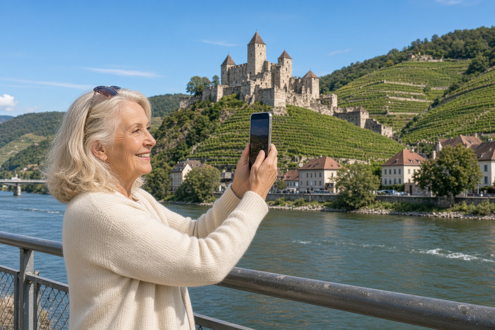 Joyce on her Danube river cruise